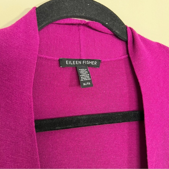 Eileen Fisher Cerise Open Front Cardigan - 100% Superfine Merino Wool - EUC - Picture 4 of 10